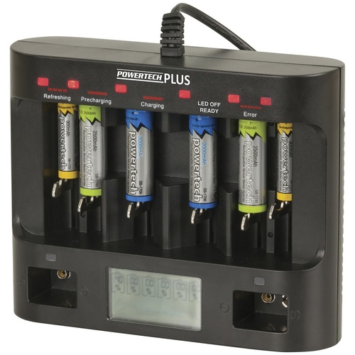 Universal Fast Charger with LCD and USB Outlet MB3555Fast charger for standard rechargeable cells.